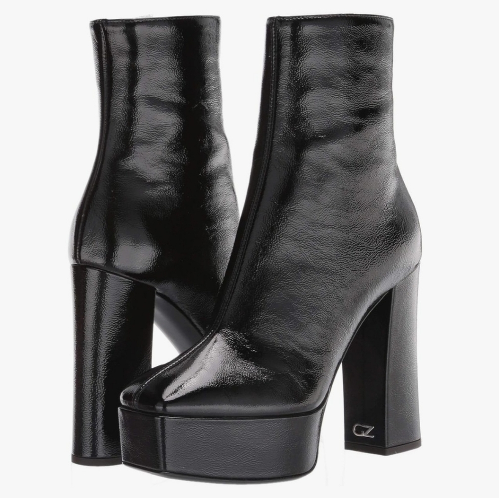 Giuseppe Zanotti NIB 7.5 Genuine Patent Leather Booties  Black Morgana Platforms